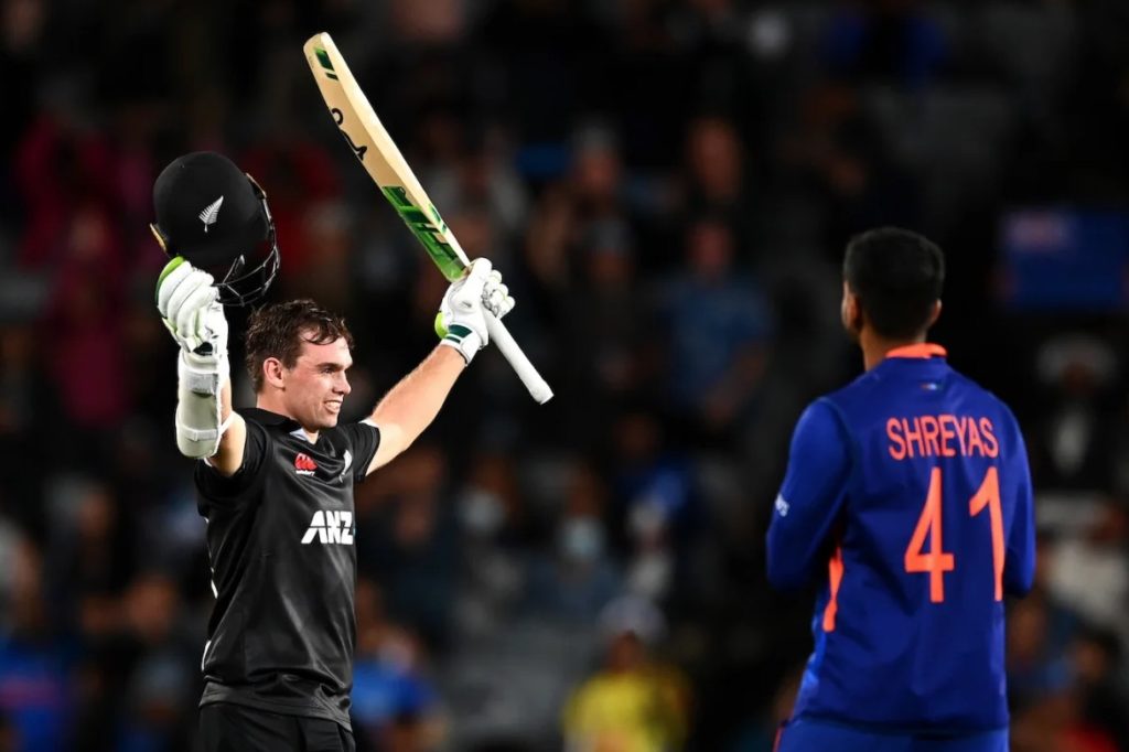 Tom Latham soaks up the applause after scoring a glorious hundred against India
