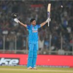 Shubman Gill celebrates his first T20 hundred